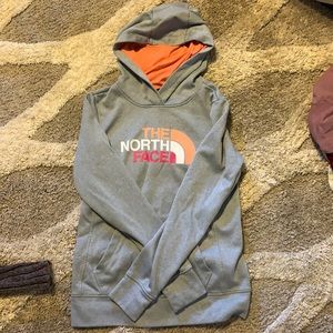 North Face size small grey and peach hoodie